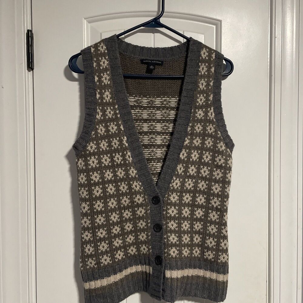Banana Republic Wool Alpaca Blend Chunky‎ Patterned Sweater Vest M